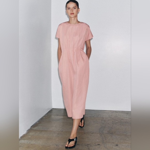 Zara Dresses & Skirts - Zara Pale Pink Midi Dress